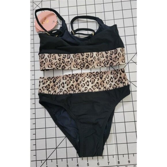 NWT PQ PIlyq 6 Leo Belted Animal print Girls Bikini 118590